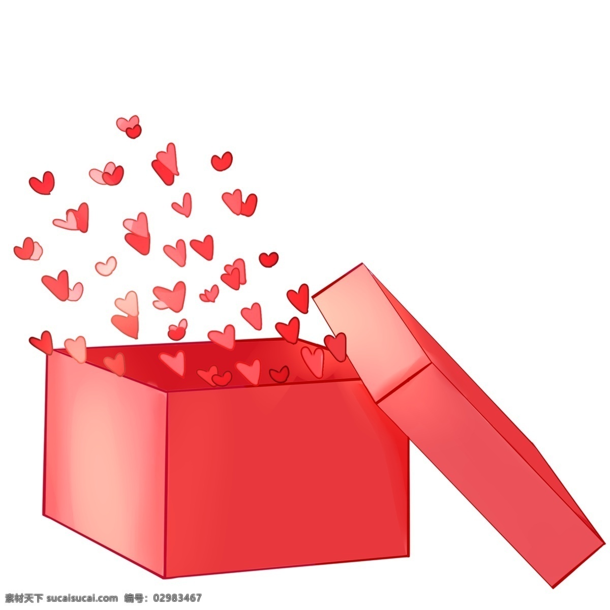 手绘 红色 爱心 包装盒 插画 红色包装盒 礼品盒 红色爱心盒子 卡通 爱情 创意礼品盒