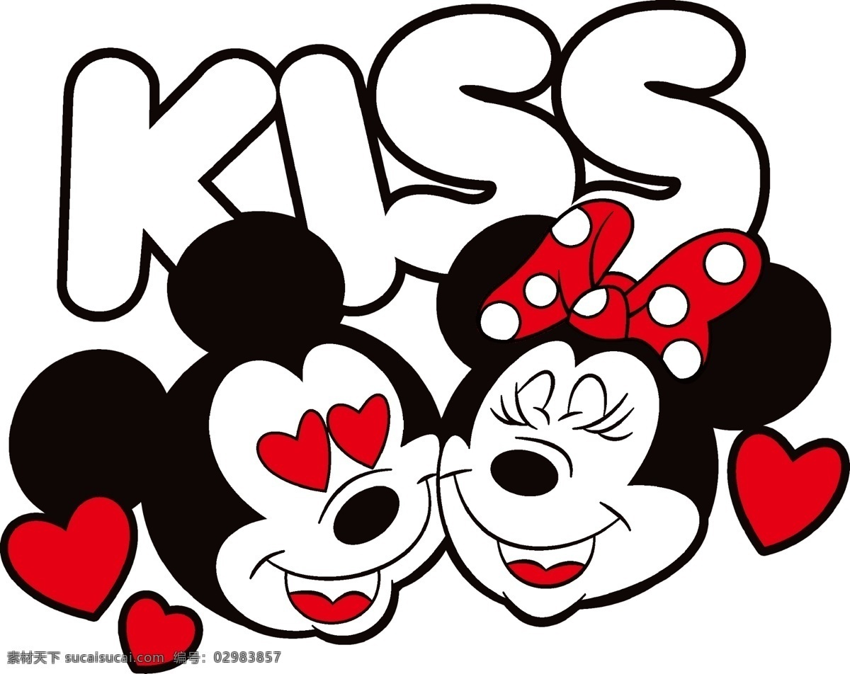 kiss米奇 kiss 米奇 米妮 可爱 卡通 爱心 分层