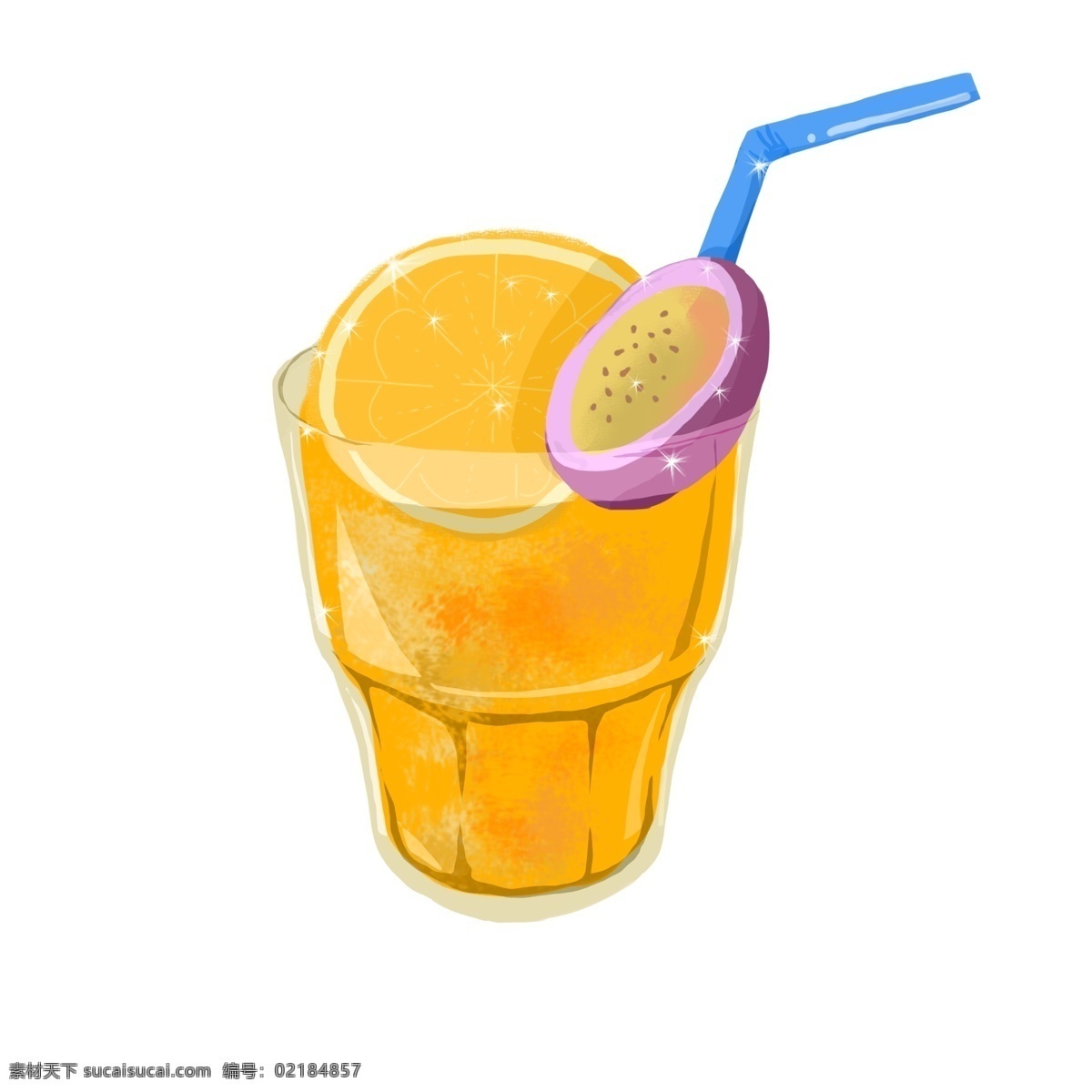 褐色果汁 夏日 凉爽 简洁 卡通 果汁 饮料 黄色