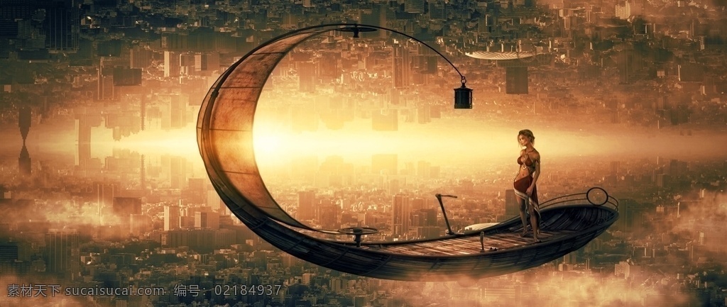 小船 科幻 科幻城市 科幻合成 合成 科幻船 自然景观 自然风光