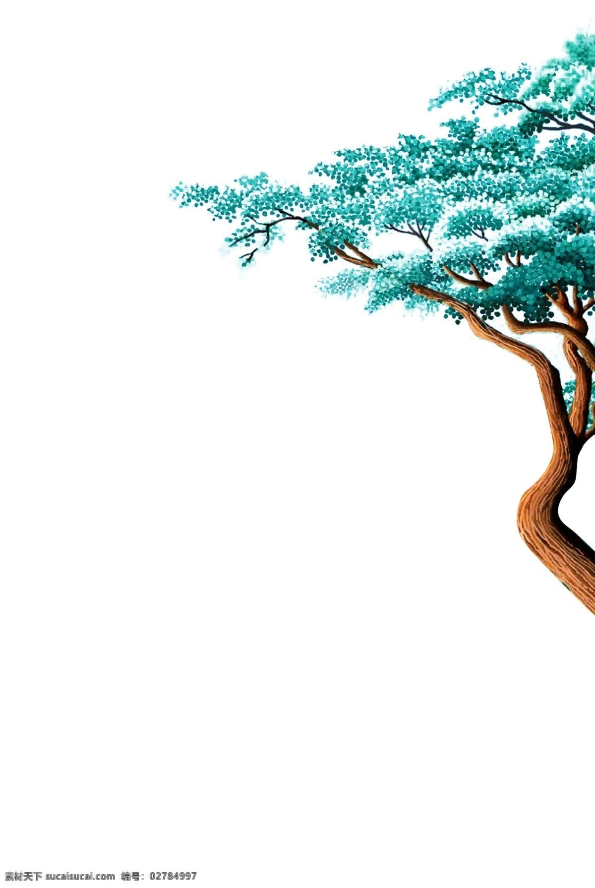 卡通植物素材 绿色 植物 卡通 迎客松 大气 松树 树干 漂浮素材