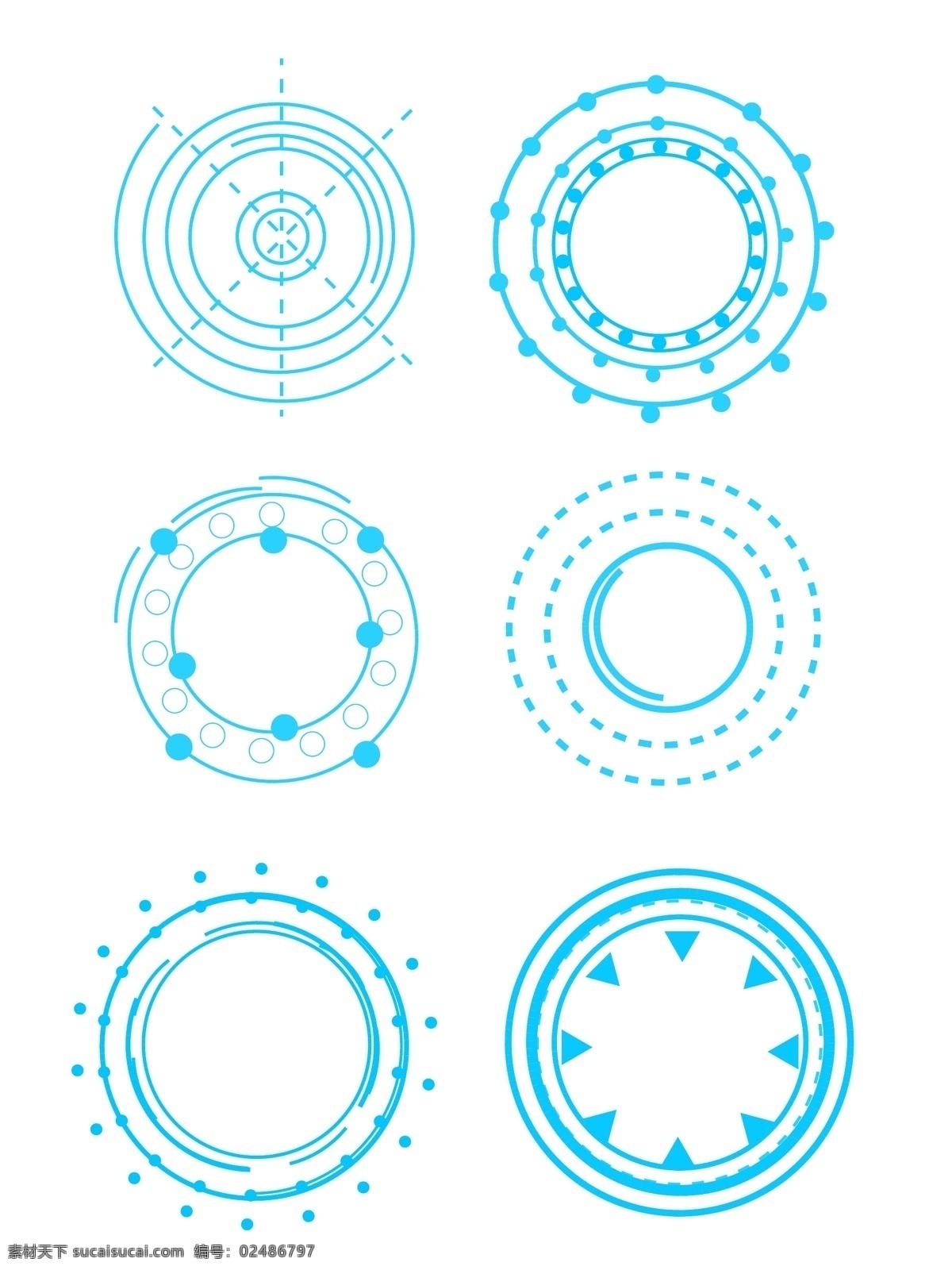 科技 边框 蓝色 未来 感 矢量 商用 元素 圆形