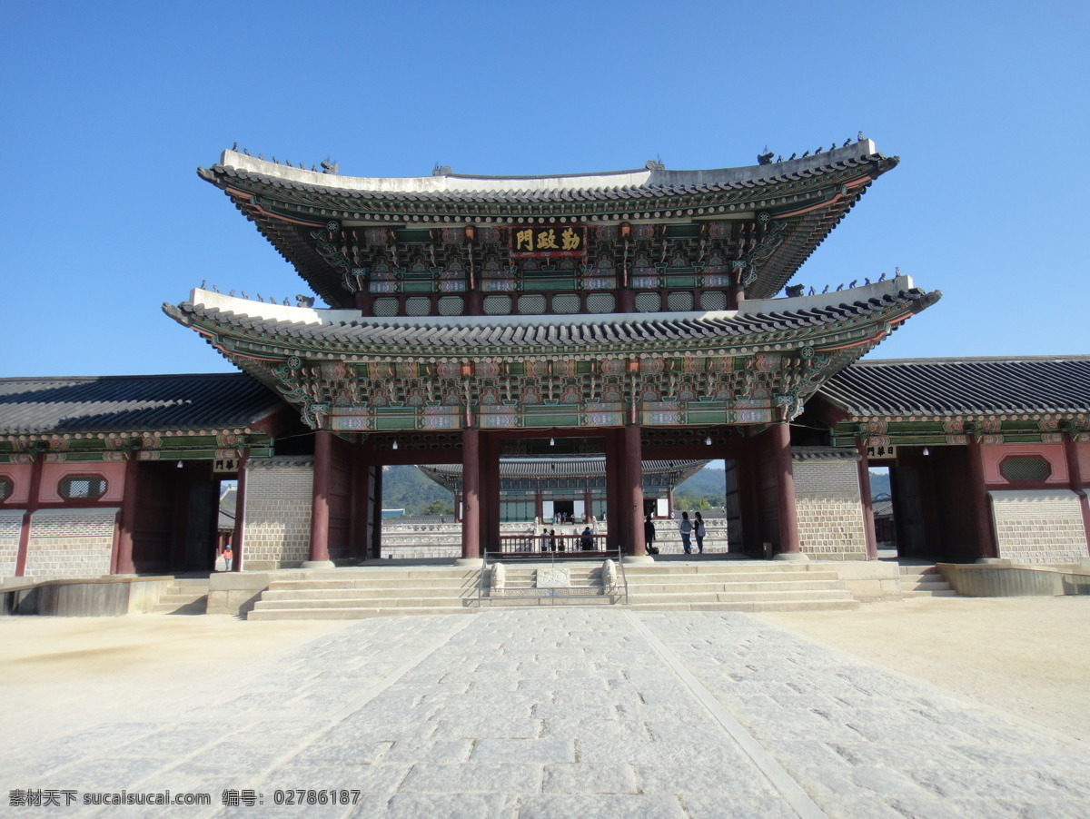 韩国 景福宫 勤政门 上朝 韩国古建筑 自然景观 建筑景观
