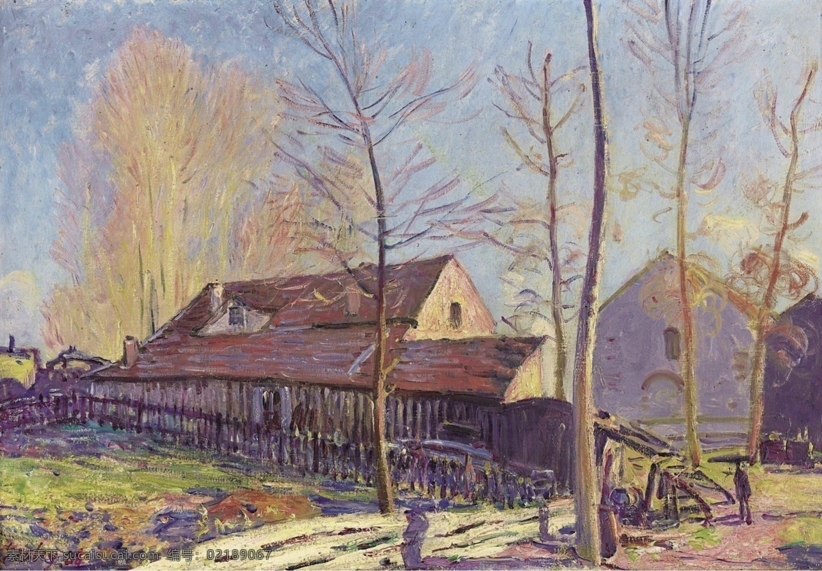 sisley 印象派 自然风景 天空 油画 装 法国 画家 阿尔弗 莱德 西 斯莱 alfred effect evening frost moret of mills the