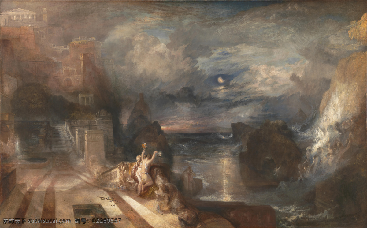 leander 大师 画家 古典 画 建筑 景物 装饰画 油画 and hero of parting the turner william mallord joseph 人物 高清 西方 国外 现代 家居装饰素材