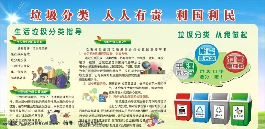 垃圾分类 垃圾 分类 利国利民 人人有责