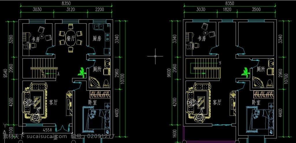 小 户型 建房 两 层 小户型 自建房 两层 2层 cad 平面图 3d设计 室内模型 dwg