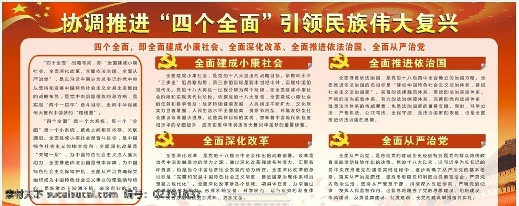 四个全面 创文 党建 展板 海报 单位 文明城市 文化墙