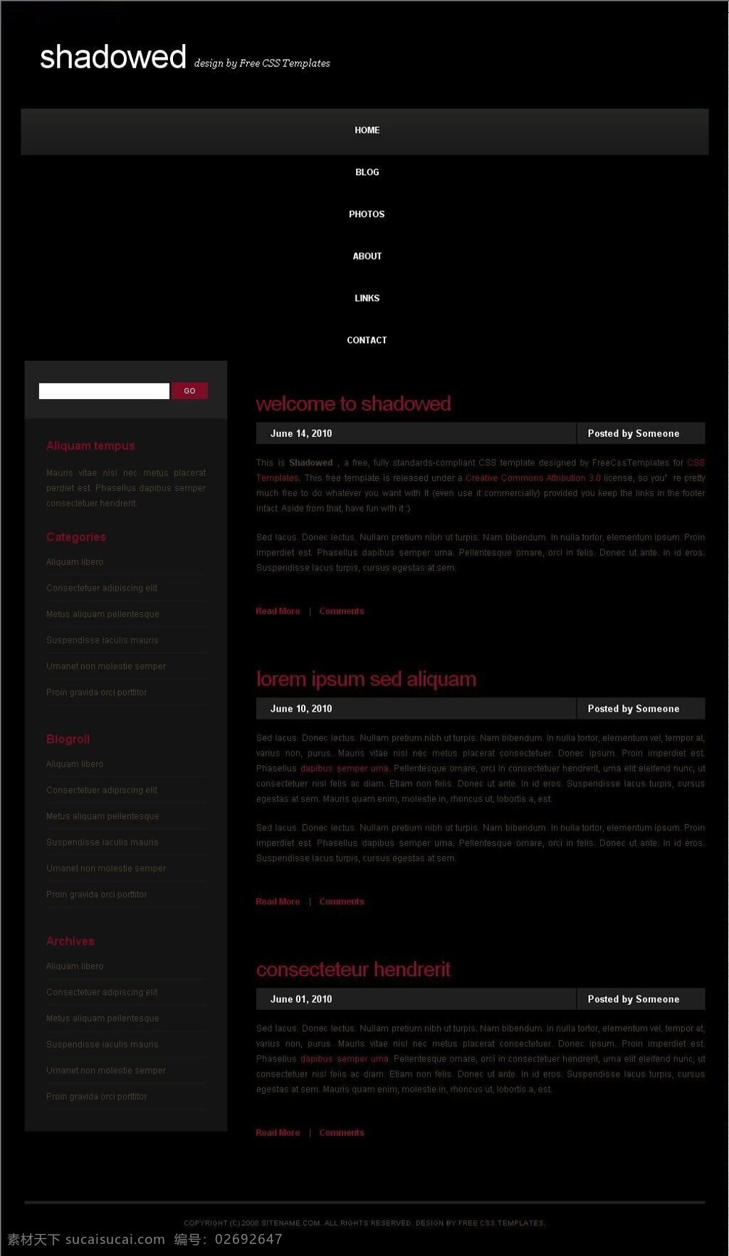黑色 阴影 blog 网页模板 谏 网页素材 网页代码