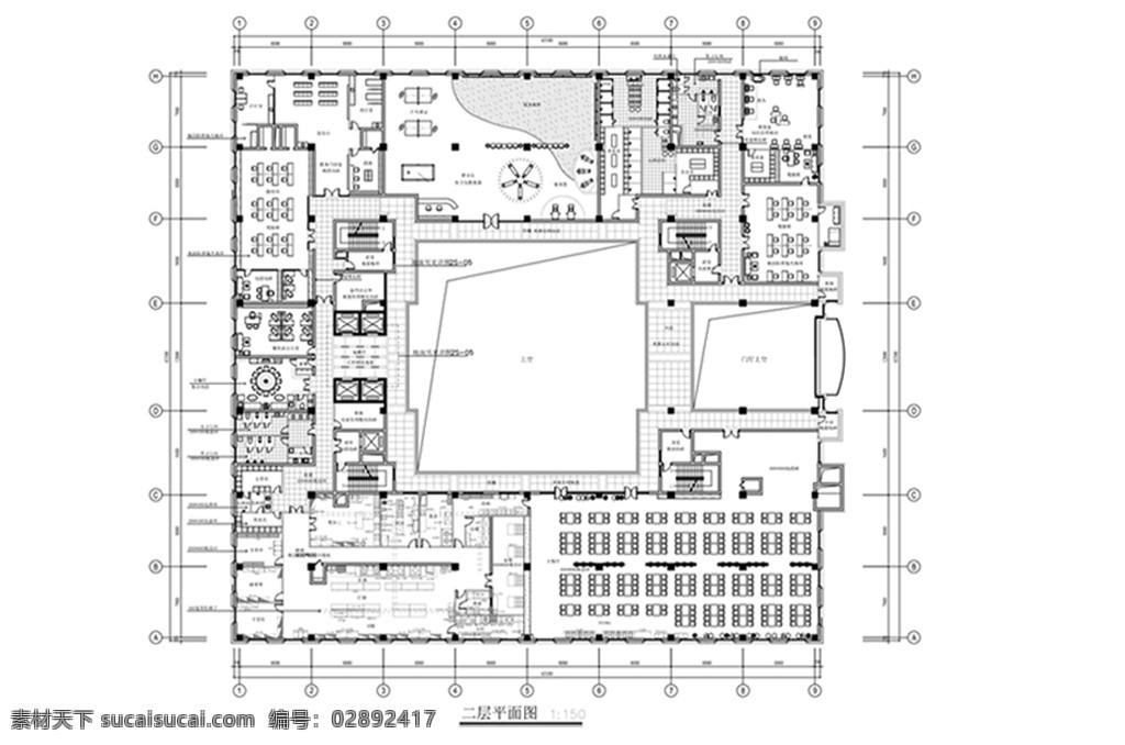 大型 公司 办公 空间 cad 平面 规划 办公空间设计 cad平面图 方案 室内设计 空间规划 室内平面方案 平面方案规划