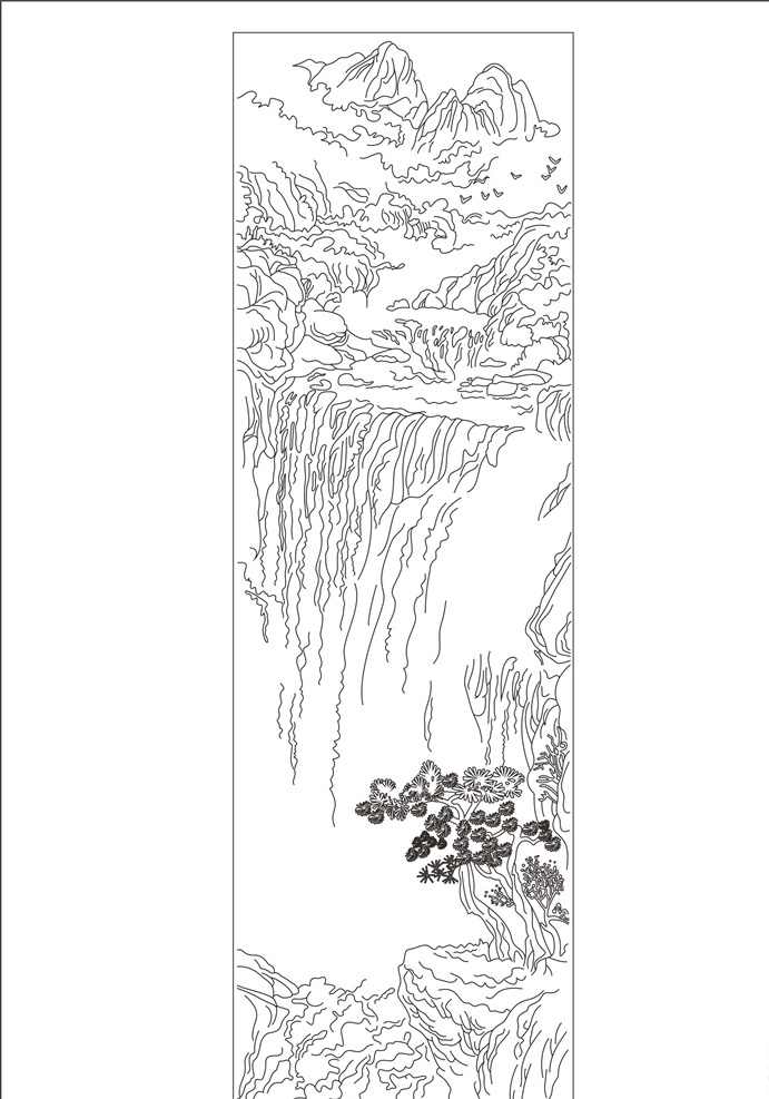 艺术玻璃 玻璃艺术 工艺玻璃 玻璃工艺 矢量 矢量图 线图 室内设计 建筑家居 雕刻 深雕 彩雕 背景 电视背景 背景墙 沙发背景 屏风 隔断 环境设计 移门 欧式 欧式花纹 树根 树叶 树枝 山水 山水画