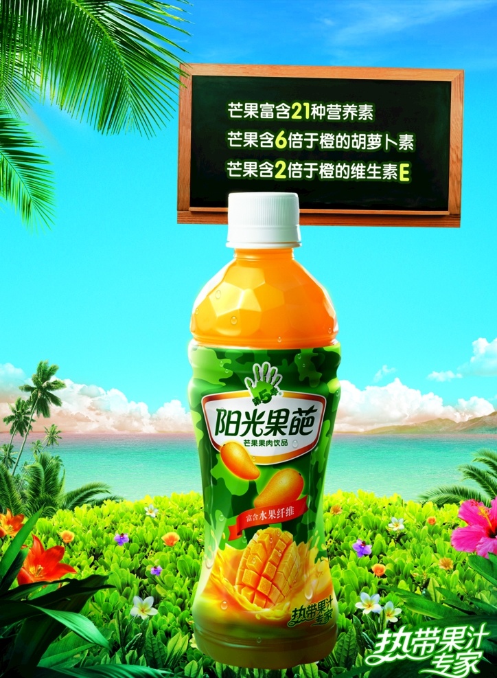 饮品 背景 阳光 鲜花 芒果 热带果汁