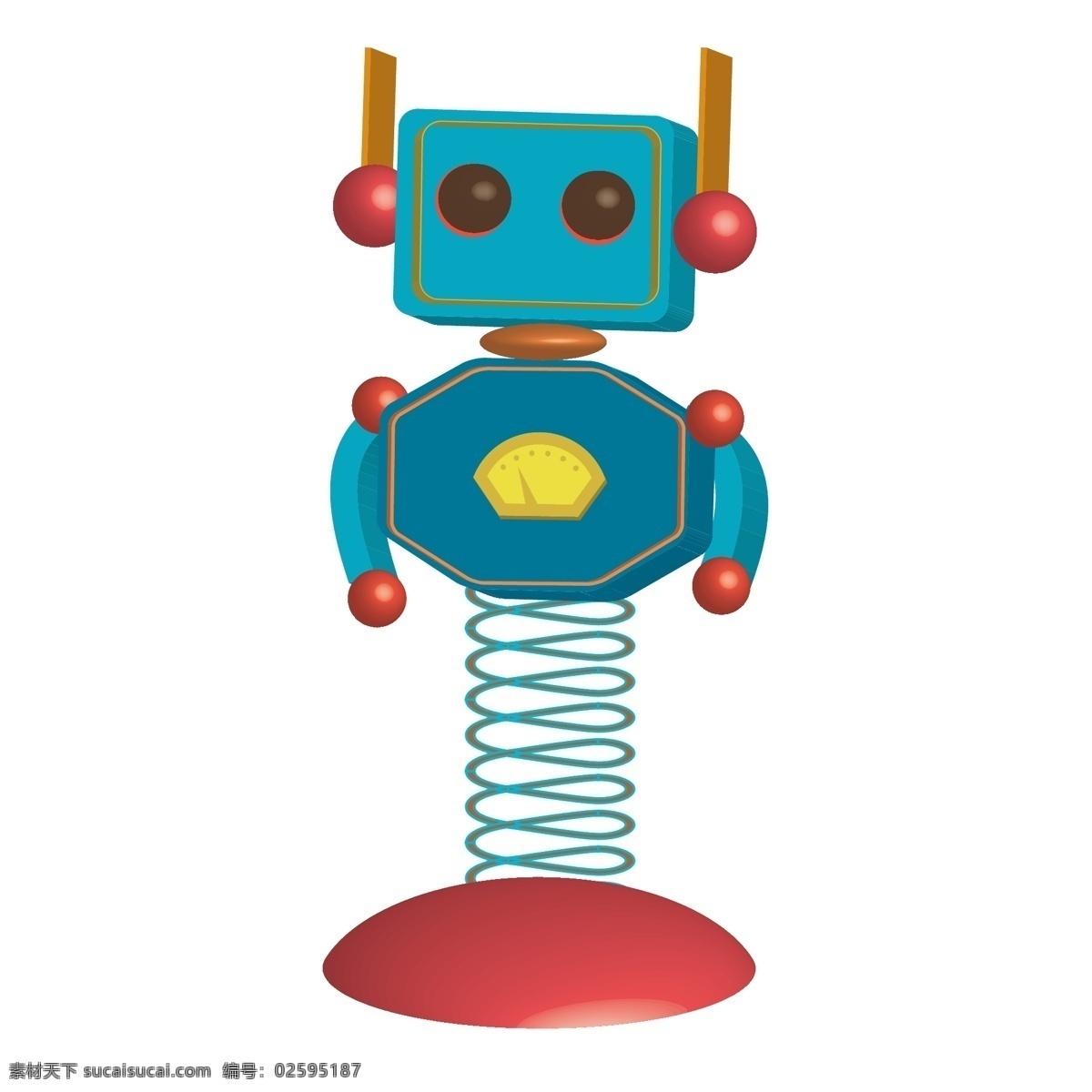 弹簧 机器人 弹簧机器人 不倒翁 模型 印刷 卡通 矢量图 3d 动漫动画