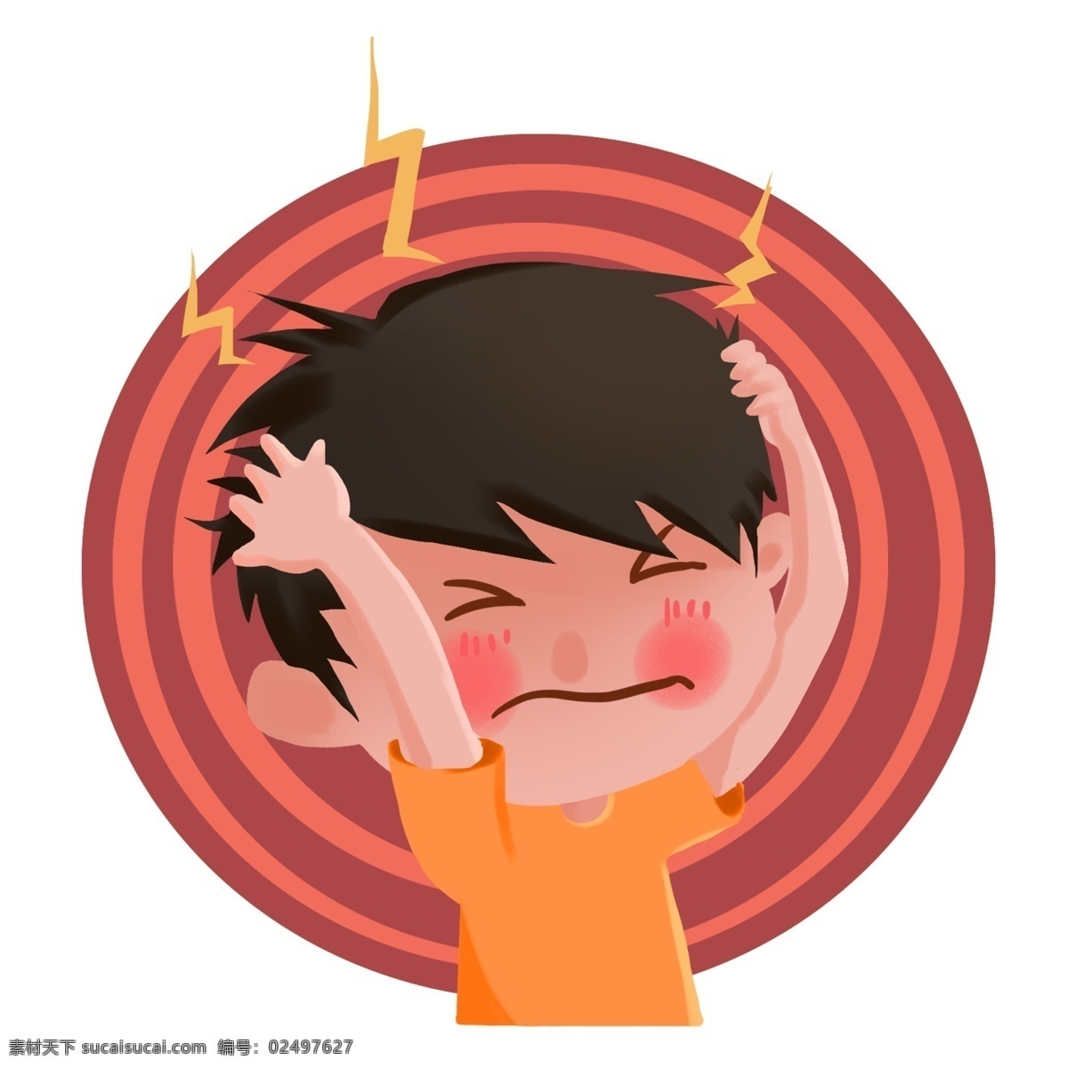 商用 世界 镇痛 日 头痛 人 世界镇痛日 头痛的人 卡通 可商用 小男孩 装饰图案