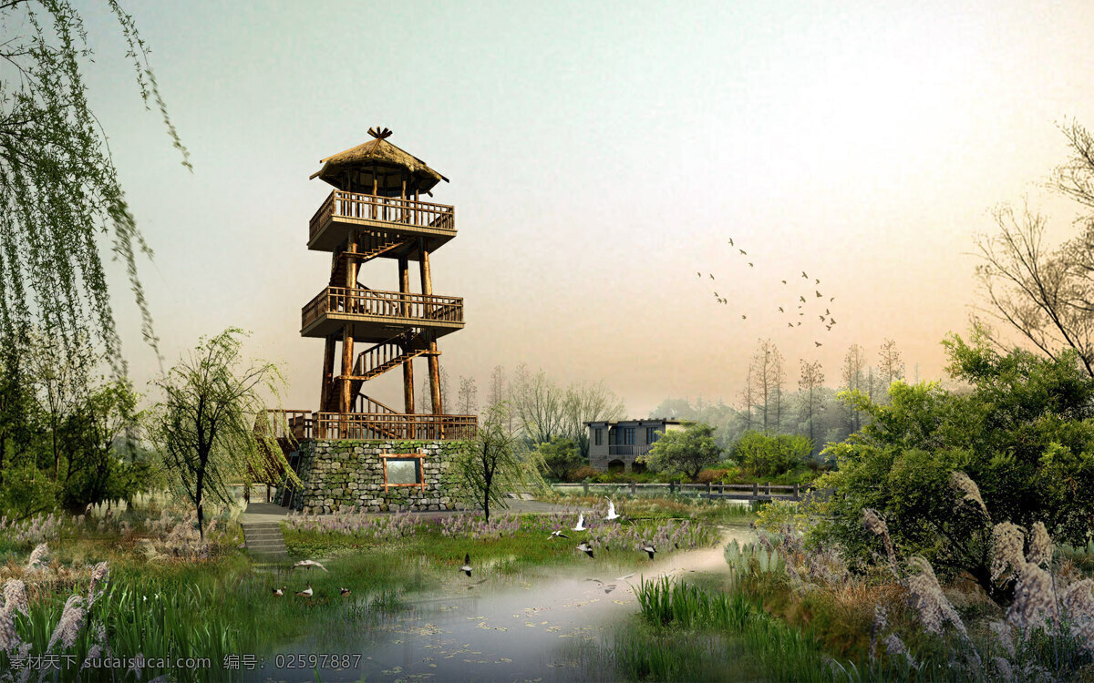 古寨景观 古建筑 景观 效果图 中式 景观设计 环境设计