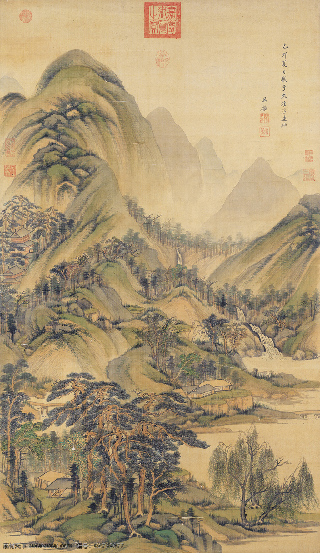 烟浮远岫图 清代 王鉴 高清国画 山水画 绘画书法 文化艺术