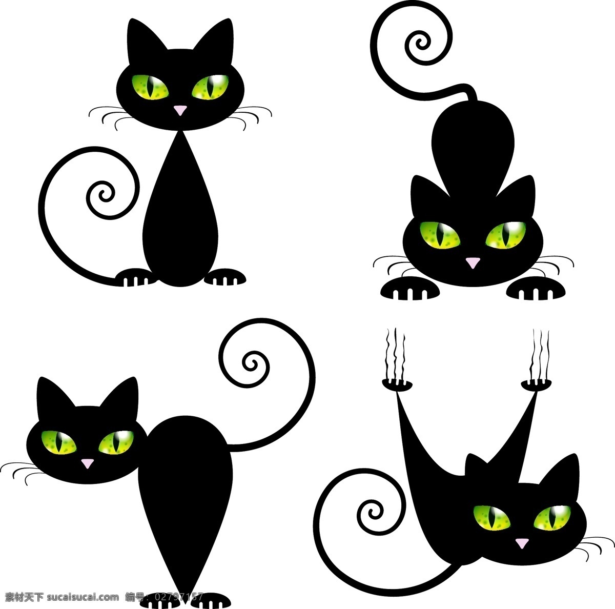黑猫 动物 矢量 可爱 动漫动画 动漫人物