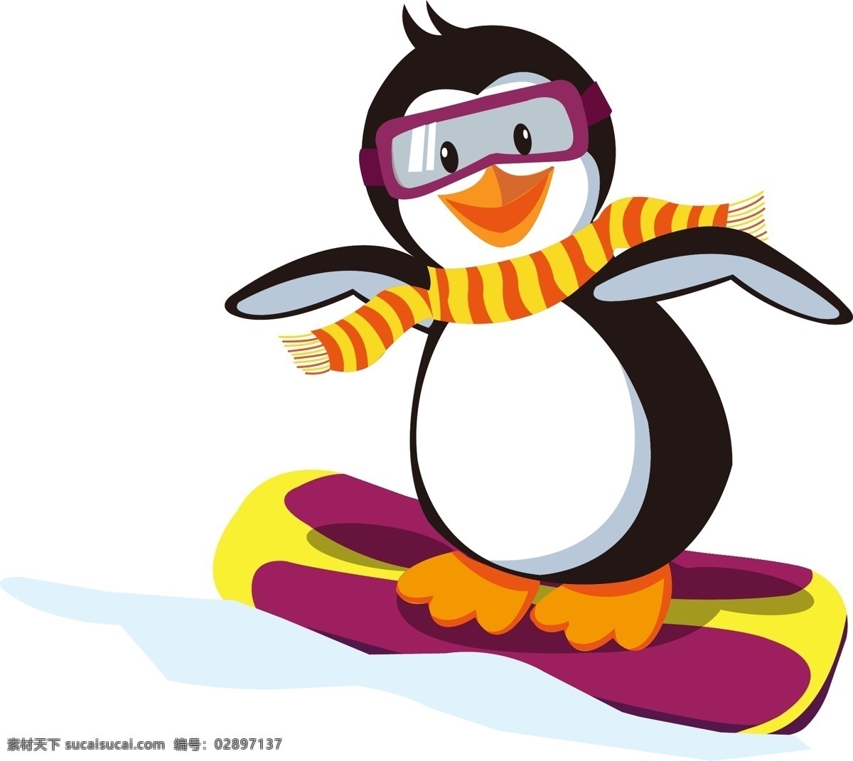 滑雪 企鹅 矢量图 冬天 动物 滑板 卡通动物 卡通人物 矢量 冬天滑雪 矢量人物