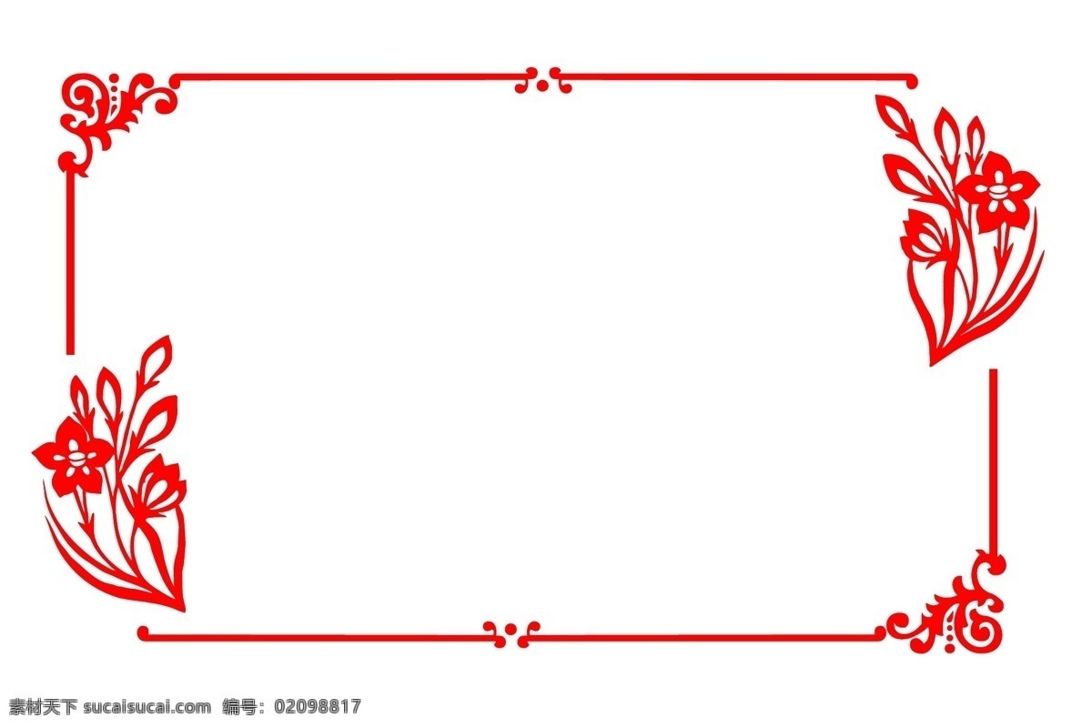 红色 剪纸 兰草 边框 红色的兰草 红色的边框 漂亮的边框 卡通边框 红色剪纸边框 红色的花蕾