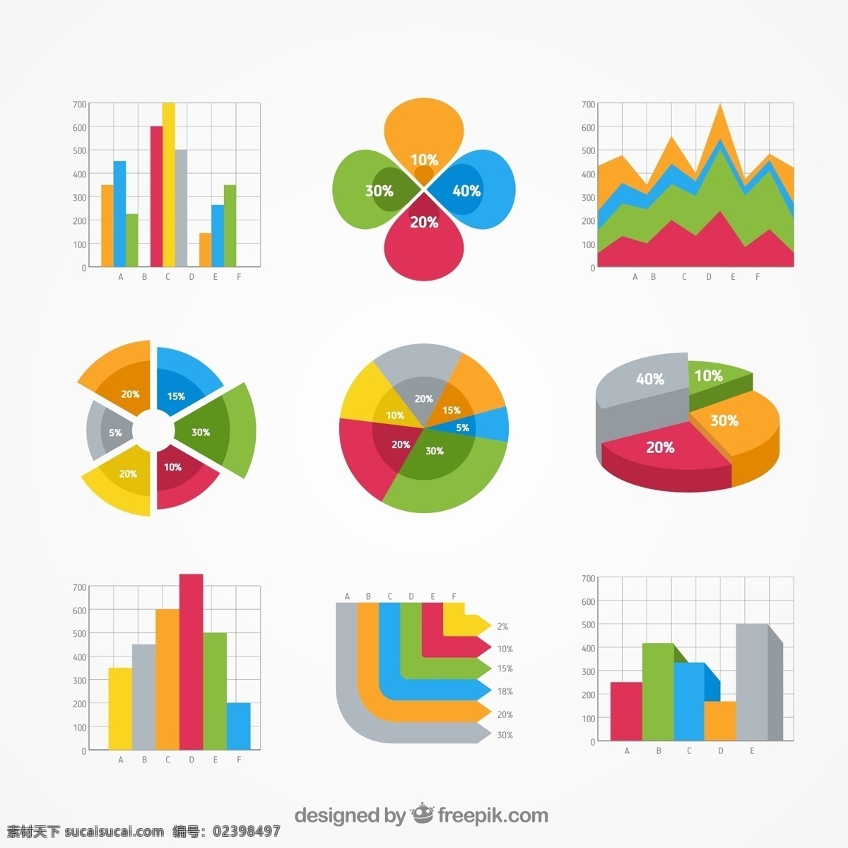 丰富多彩 图表 信息图表 图形 色彩鲜艳 图 饼图 统计 馅饼 条形图 柱状图 曲线图 酒吧 彩色