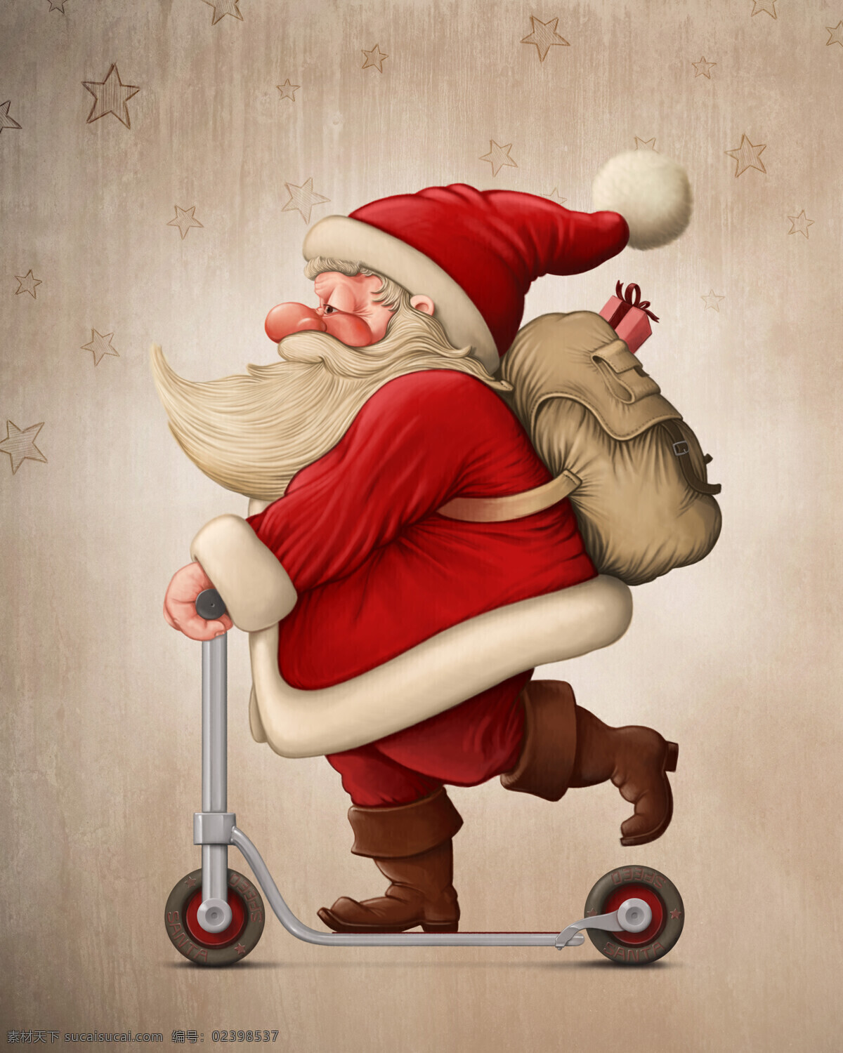 踩 单车 圣诞老人 圣诞节 卡通 其他人物 人物图片