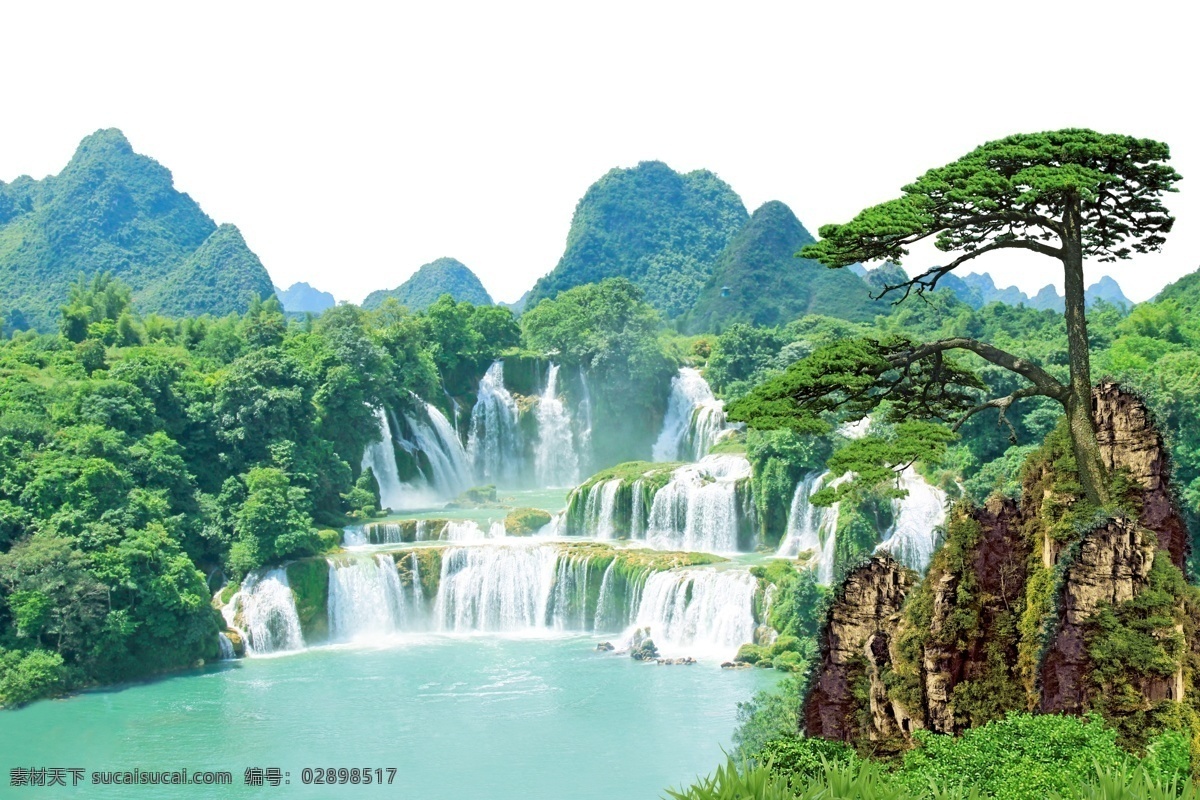 山水风景 瀑布 高山 迎客松 群山 鲜花 枝叶 树木 山水 云海 草地 花草树木 松树 天空 云彩 远景 仙景 山水画 流水生财 财源滚滚 挂画 壁画 高清山水画 风景画 夕阳 园林风光 山水风景画 室内装饰画 油画 中堂画 风景 分层 源文件