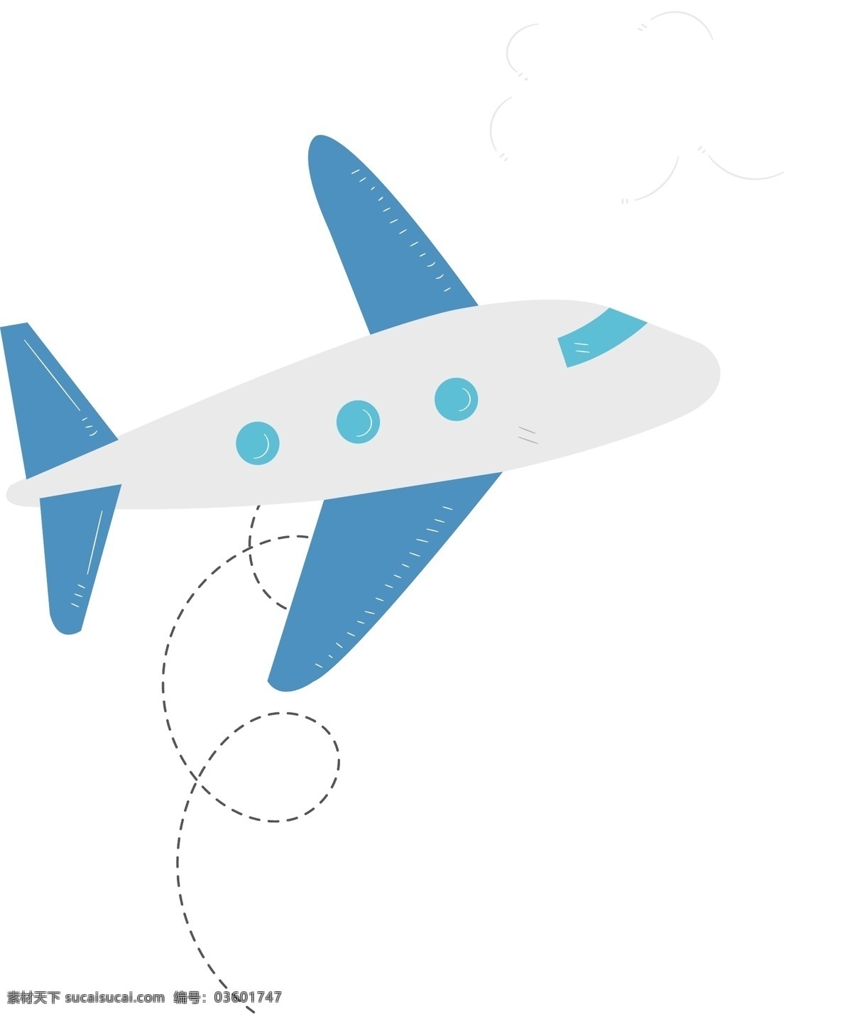 卡通白色飞机 飞机 交通工具 出行 飞行 旅游