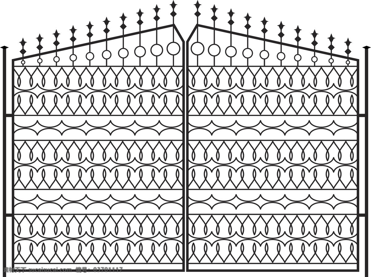 欧洲 图案 风格 铁 大门 栅栏 矢量 门 墙 铁门 线条 大陆 铁的图案 矢量图 其他矢量图