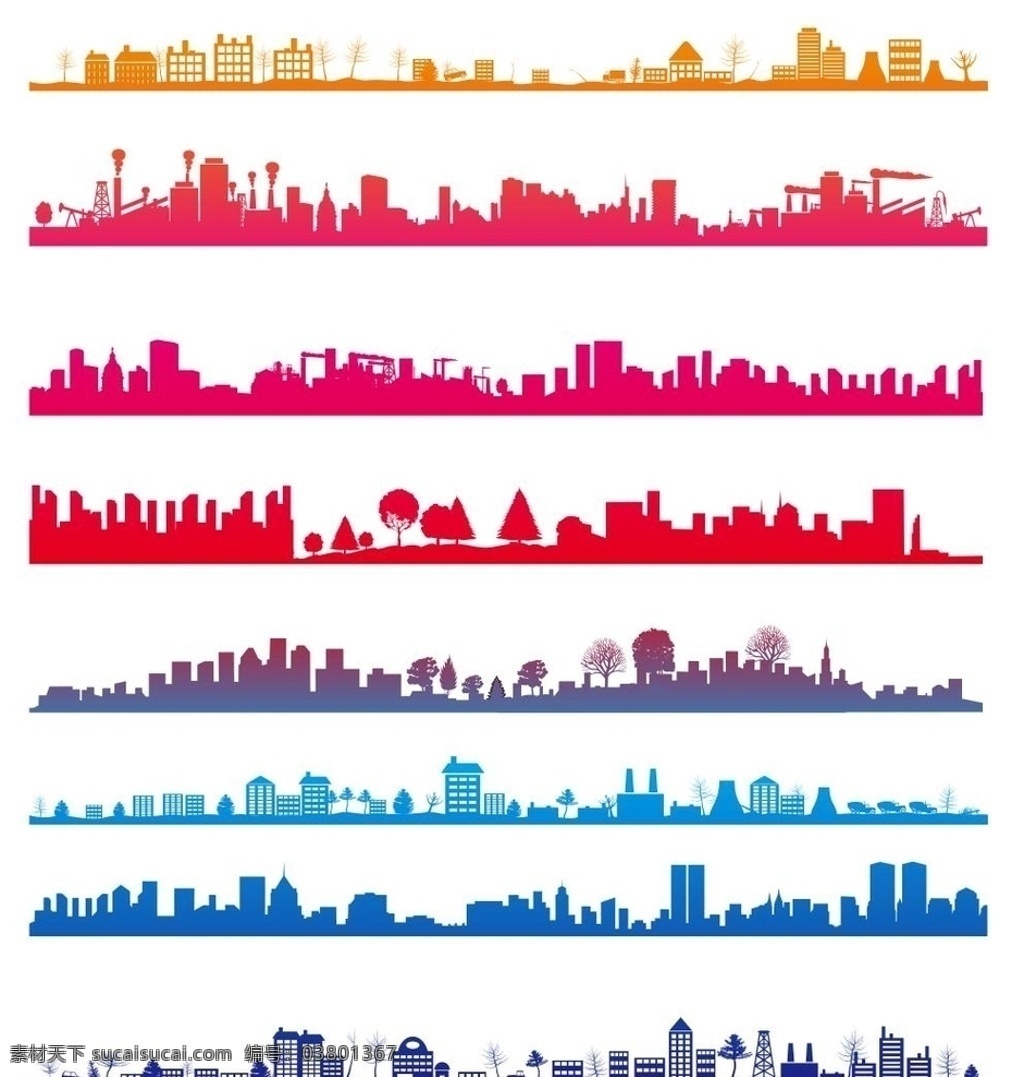 城市剪影 城市 剪影 矢量图 可编辑 城市缩影