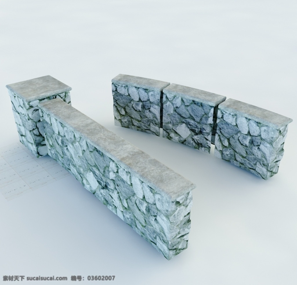 石墙 公路 道路 户外 景观模型 vray模型 室内模型 3d设计 max
