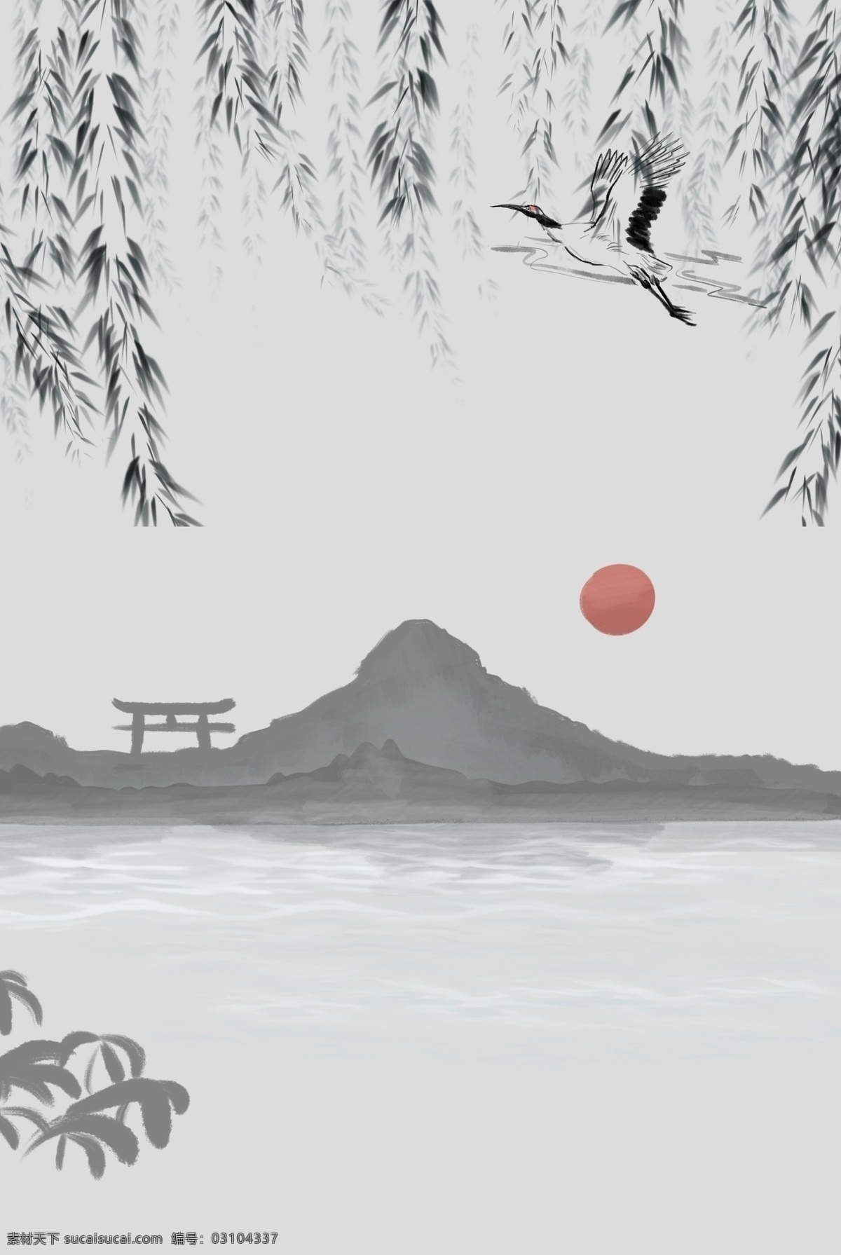 复古 风 灰色 海报 banner 背景 复古风 山水 灰色背景 文艺 psd源文件 淘宝 天猫 海报背景