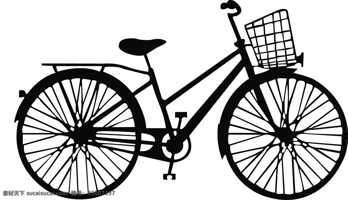 自行车素材 黑白 卡通 设计装饰素材 分层