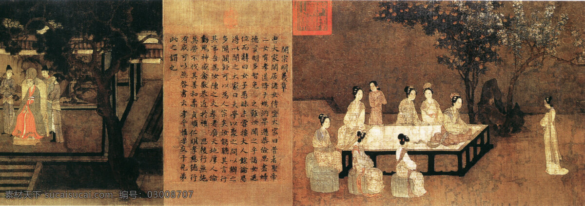 女孝经图二 国画 人物 文化艺术 绘画书法 国画人物 设计图库 300
