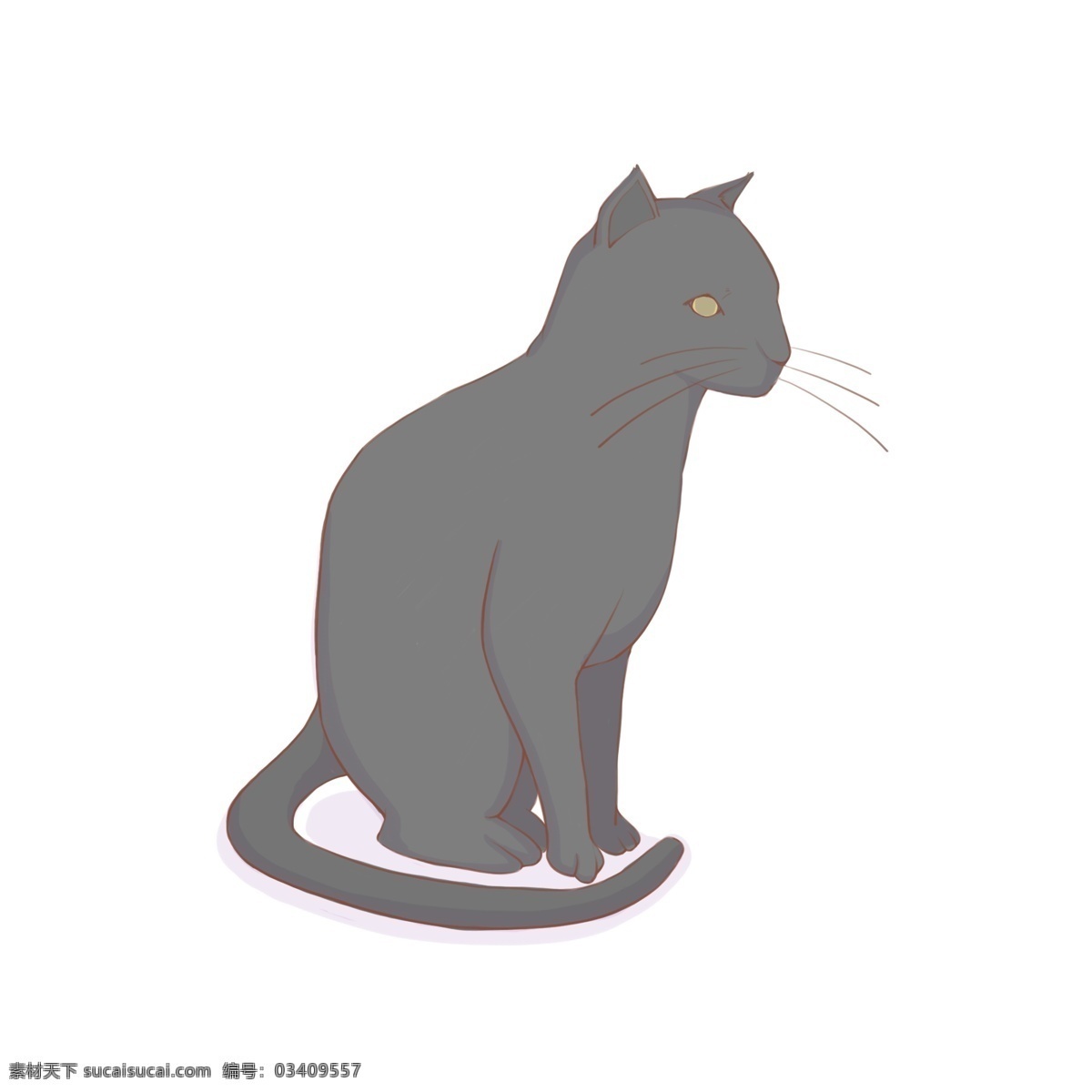 手绘 动物 生物 黑猫 商用 小猫