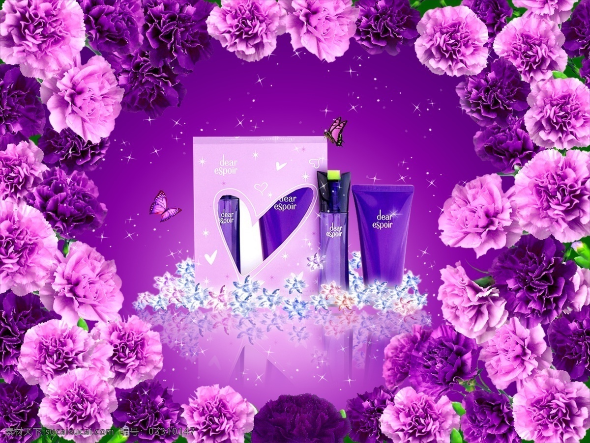 分层 蝴蝶 化妆品 玫瑰花 星星 源文件库 dear espori 模板下载 红桃星 psd源文件