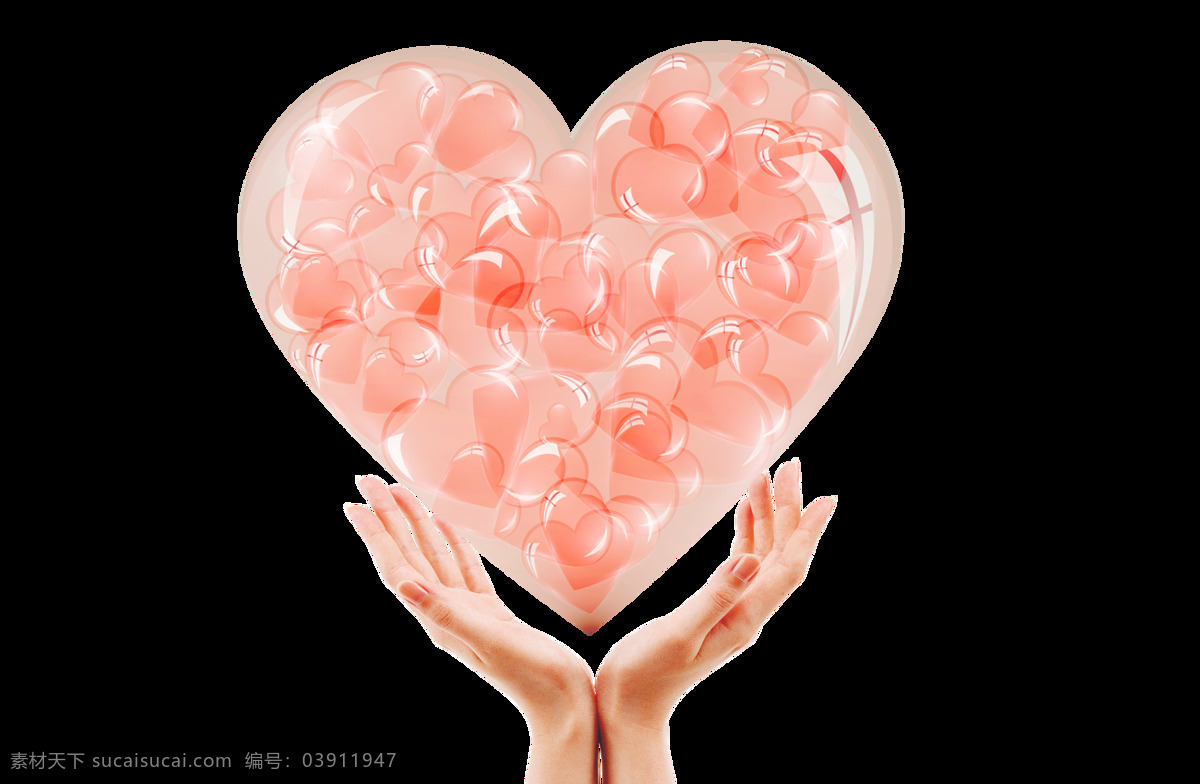 手绘 爱心 花瓣 元素 浪漫 唯美 双手 透明 粉色花瓣 png元素 免抠元素 透明元素