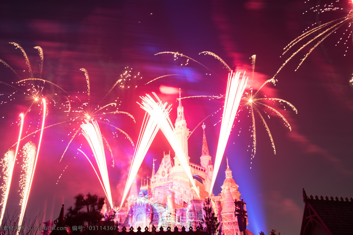 迪士尼 城堡 烟火 表演 背景图片 背景 旅游摄影 国内旅游