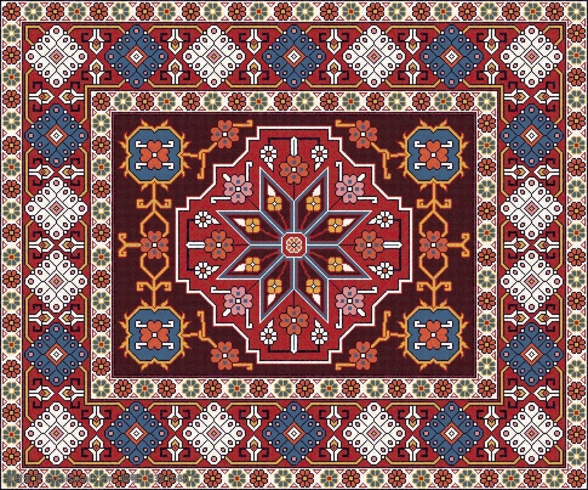 地毯图案 波西米亚 波西米亚地毯 印尼 巴东 异域风情 异域风 民族风 民族 印花 花样 绣样 绣花 颜色示意 绣样示意 针线 棉线 颜色