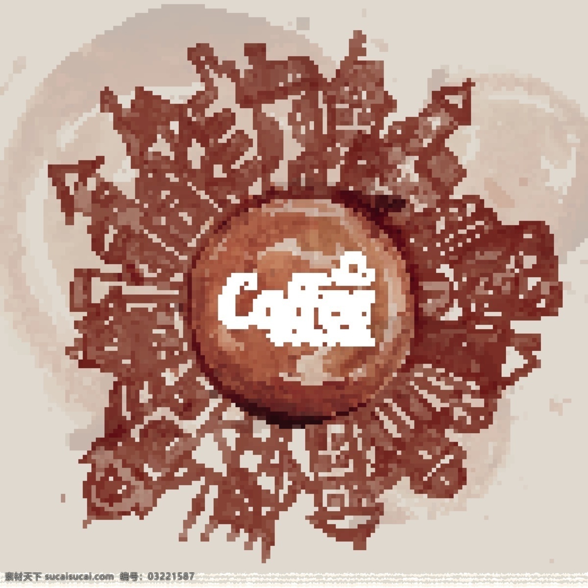 咖啡渍 绘 城市 背景 矢量 建筑 旅行 咖啡 咖啡屋 海报 coffee 矢量图