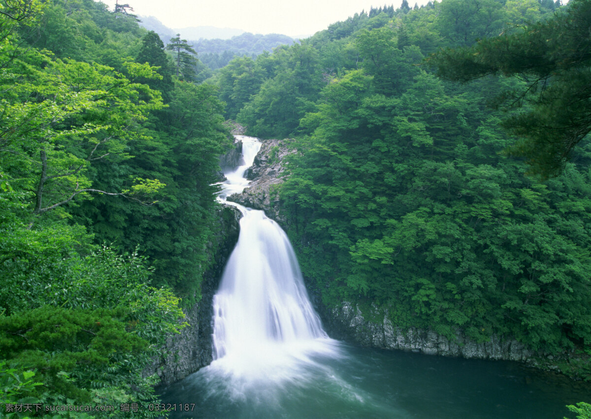 山涧瀑布 溪流 溪水 山水美景 森林 山林 清泉 自然景观 山水风景