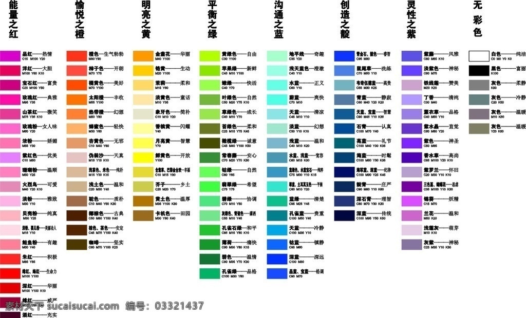 色彩情感象征 色彩 情感 象征 分类 颜色 矢量