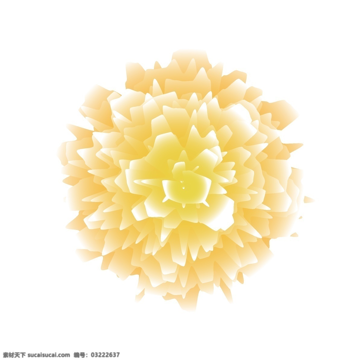 圆形 饱满 浅黄色 绚烂 花朵 图案 装饰 元素 原创