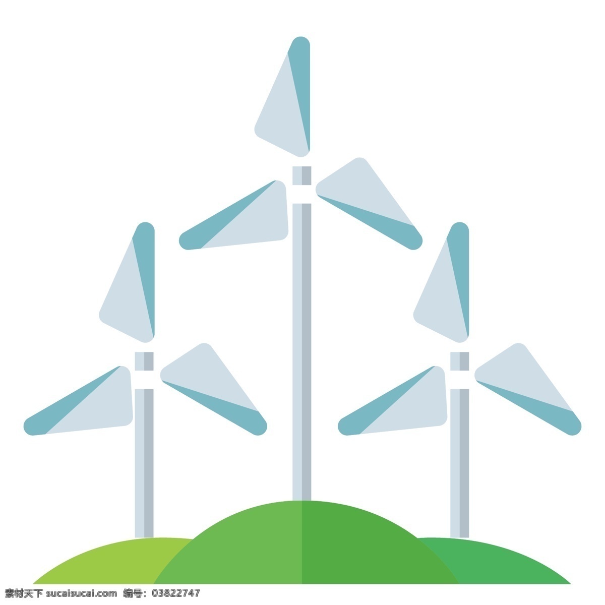 叶片 风车 环保 插画 旋转的叶片 卡通插画 风车插画 环保插画 低碳环保 风力发电 绿色的草坪