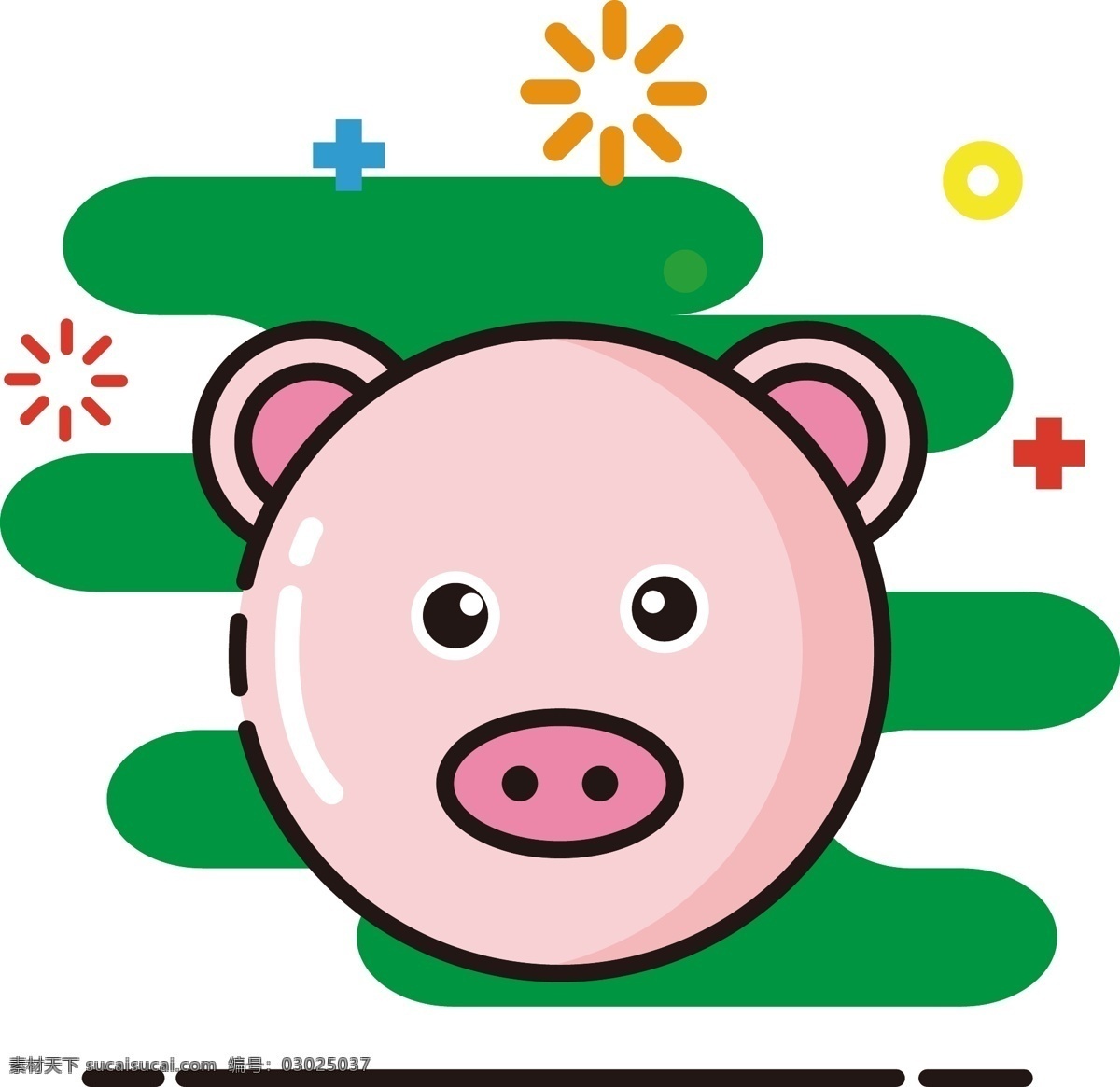 2019 年猪 mbe 可爱 卡通 动物 元素 猪