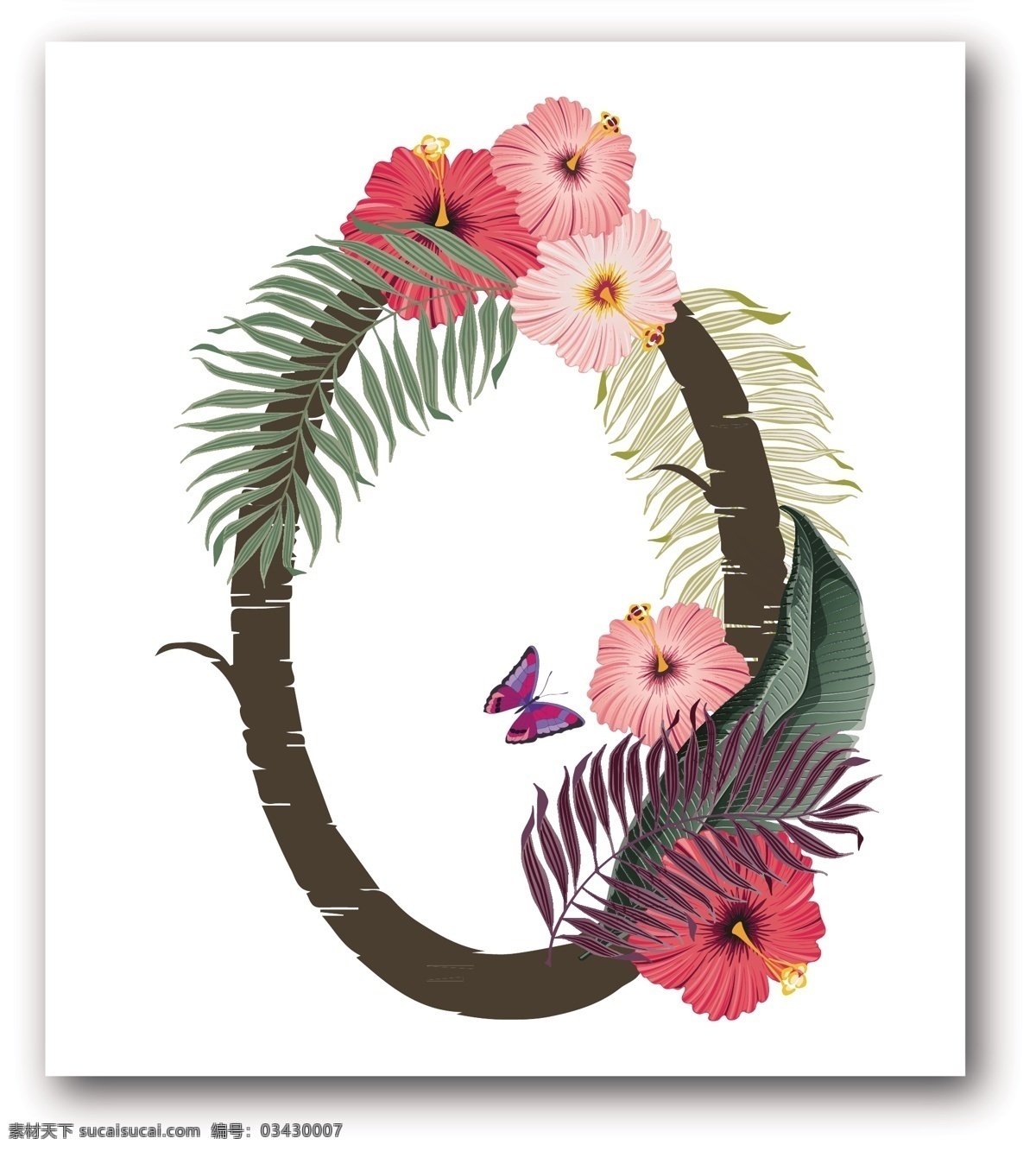 花数字 毛笔数字 书法数字 艺术数字 数字 阿拉伯数字 花色数字 花元素 动漫动画