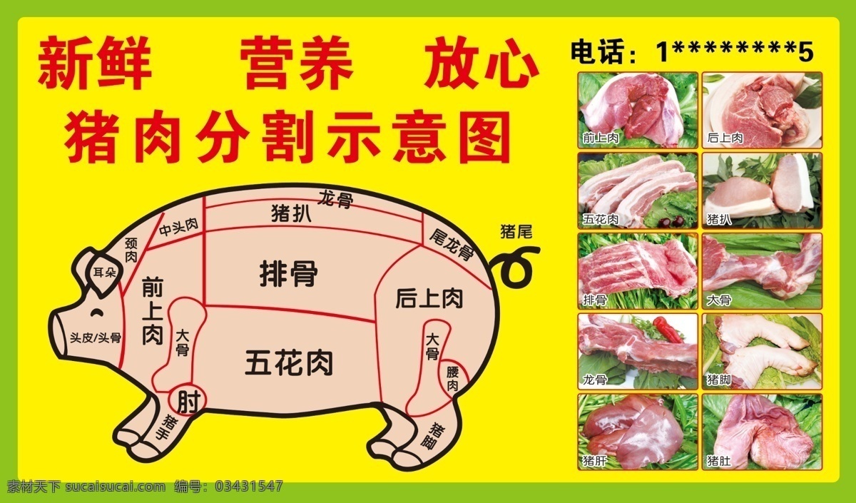 猪肉 分割 图 海报 分割图 分层 可编辑 高清