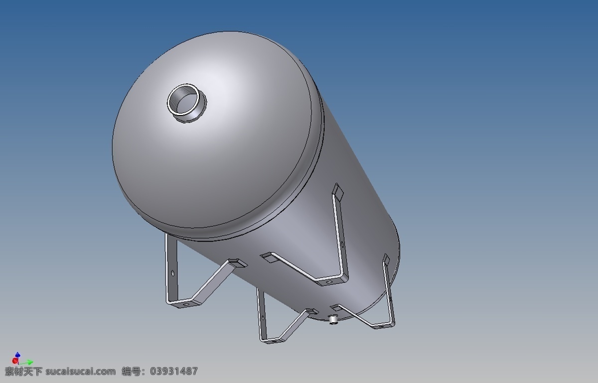 l 卧式 空气 接收器 200 容器 设备 工业过程 3d模型素材 电器模型