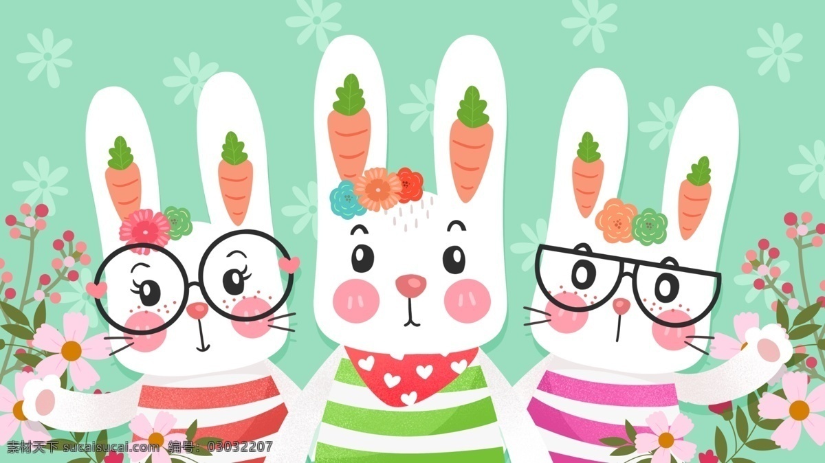 卡通 可爱 萌 系 小 兔 插画 兔子 小动物 萌宠 萌物 小兔子 兔兔