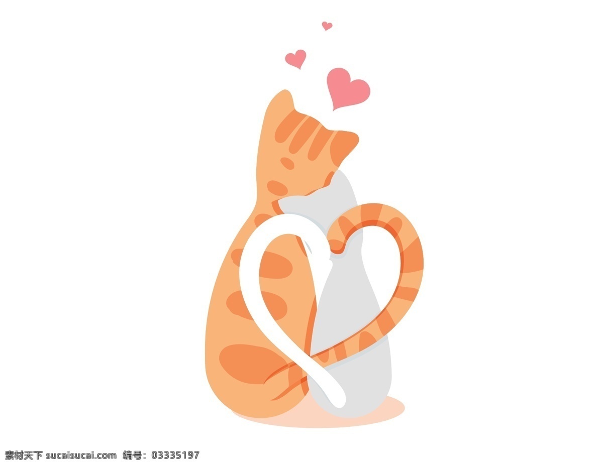卡通 猫咪 爱心 元素 浪漫 爱情 手绘 小尾巴 ai元素 矢量元素