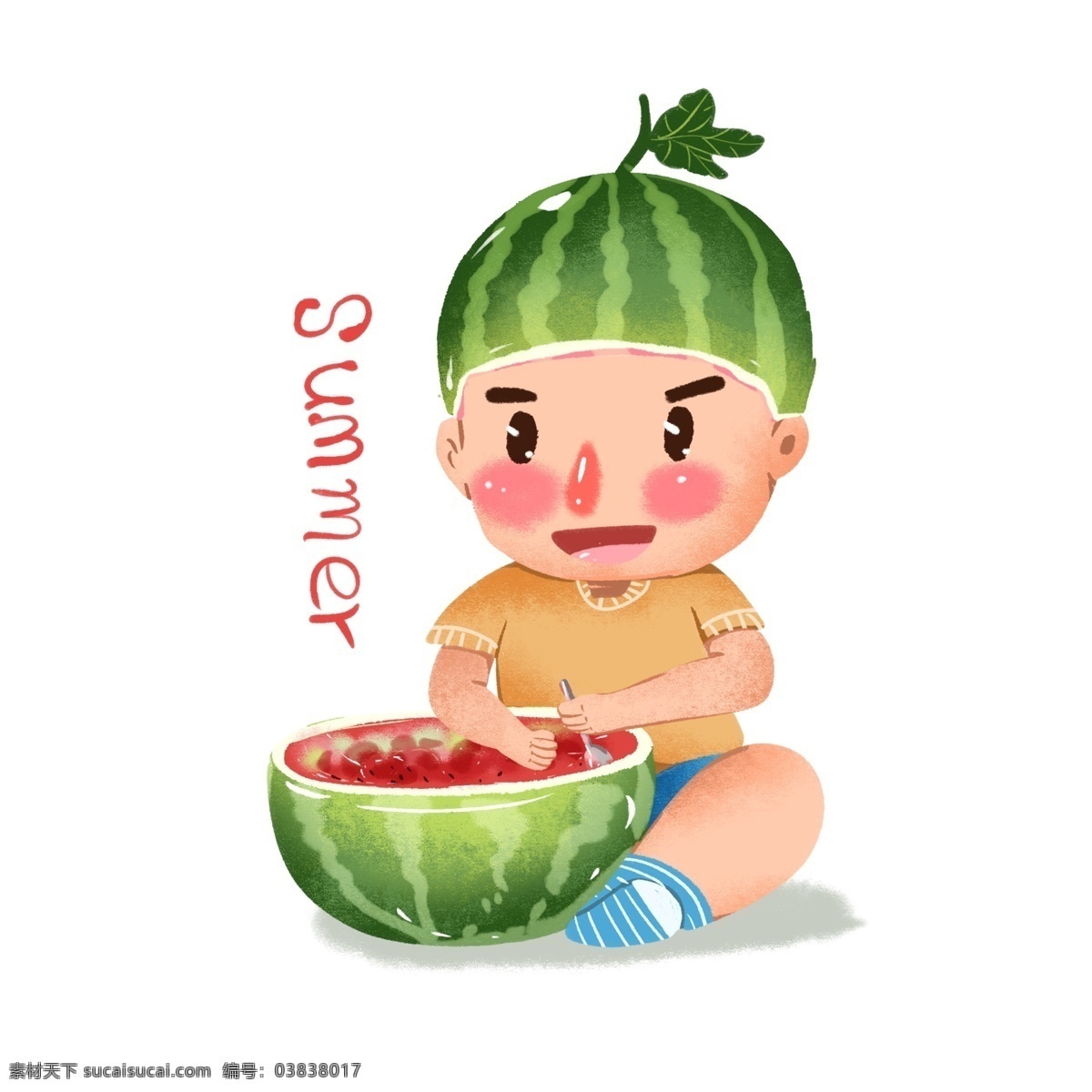 夏天 西瓜 卡通 创意 元素 清凉 榨汁机 吃西瓜 冲浪 幼儿园 沙冰 冰沙 西瓜沙冰 西瓜帽子 冰块儿 薄荷叶 游泳 少儿班 暑期班 暑假 立夏 夏至